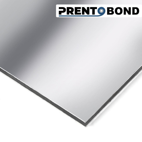 Алюминиевая композитная панель Prento серия Бонд зеркальное серебро 0001 стенка 0,3мм, 3x1220x4000мм
