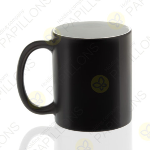 Кружка керамическая хамелеон черная, субл.печать, Ø82 мм х 95 мм, 330 мл