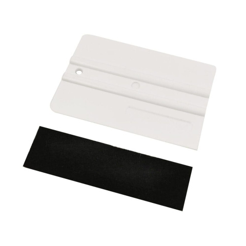 Ракель для пленки пластиковый Uzlex 80М2, с фетровой насадкой, жесткий, белый, 100 x 75 мм